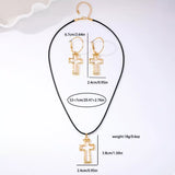 Cross Pendant Necklace & Hoop Earrings Jewelry Set - Trendsi - Flyclothing LLC