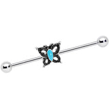 14G Faux Turquoise Southwest Butterfly Industrial Barbell 38mm - BodyCandy - Flyclothing LLC