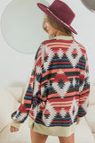BiBi Aztec Print Mirr Mock Neck Lslv Top - Trendsi