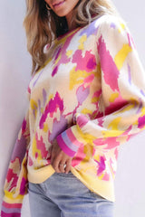 Contrast Round Neck Long Sleeve Sweater - Trendsi - Flyclothing LLC