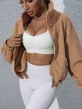 Drawstring Turtleneck Zip Up Long Sleeve Jacket - Trendsi - Flyclothing LLC