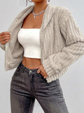 Zip Up Long Sleeve Fuzzy Hooded Jacket - Trendsi - Flyclothing LLC