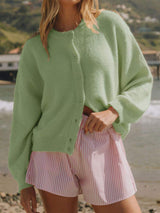 Button Down Long Sleeve Cardigan - Trendsi - Flyclothing LLC