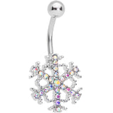 Clear Gem Holiday Season Winter Snowflake Belly Ring Set of 4 - BodyCandy - Flyclothing LLC