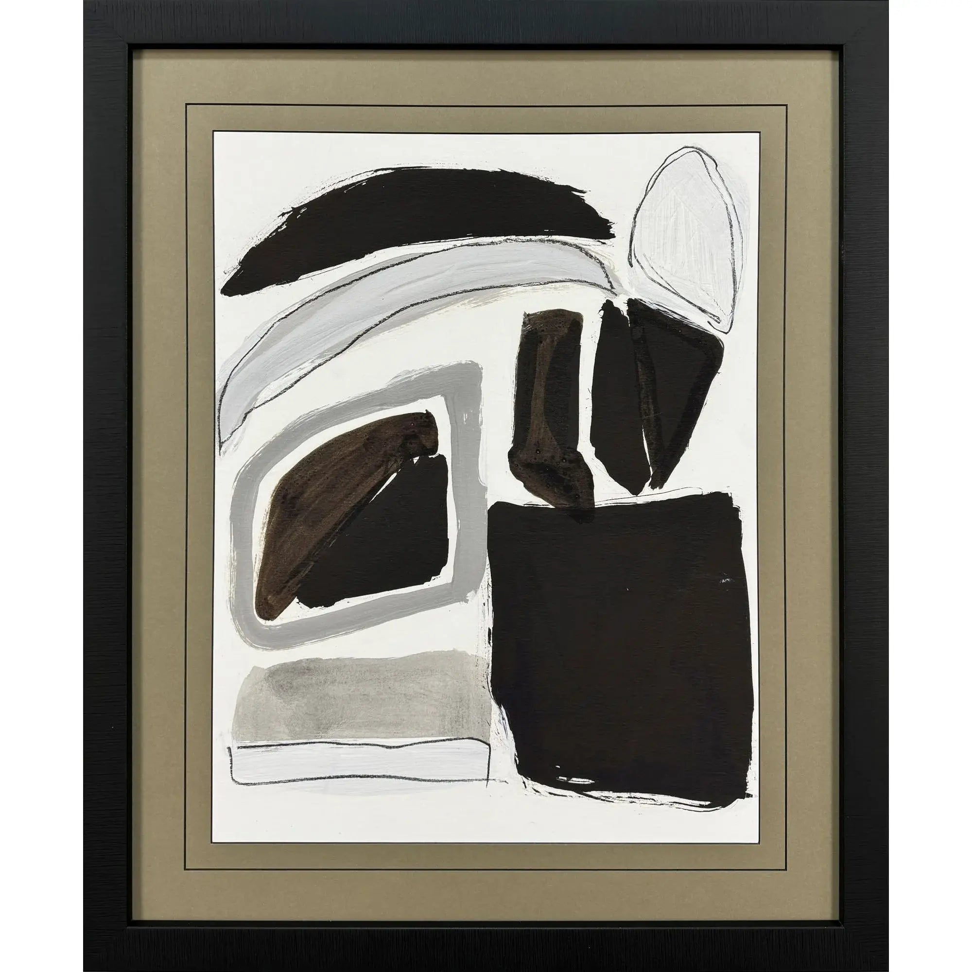 Modern Abstract Graphic Shapes Black Framed Wall Art - Homeroots - Flyclothing LLC