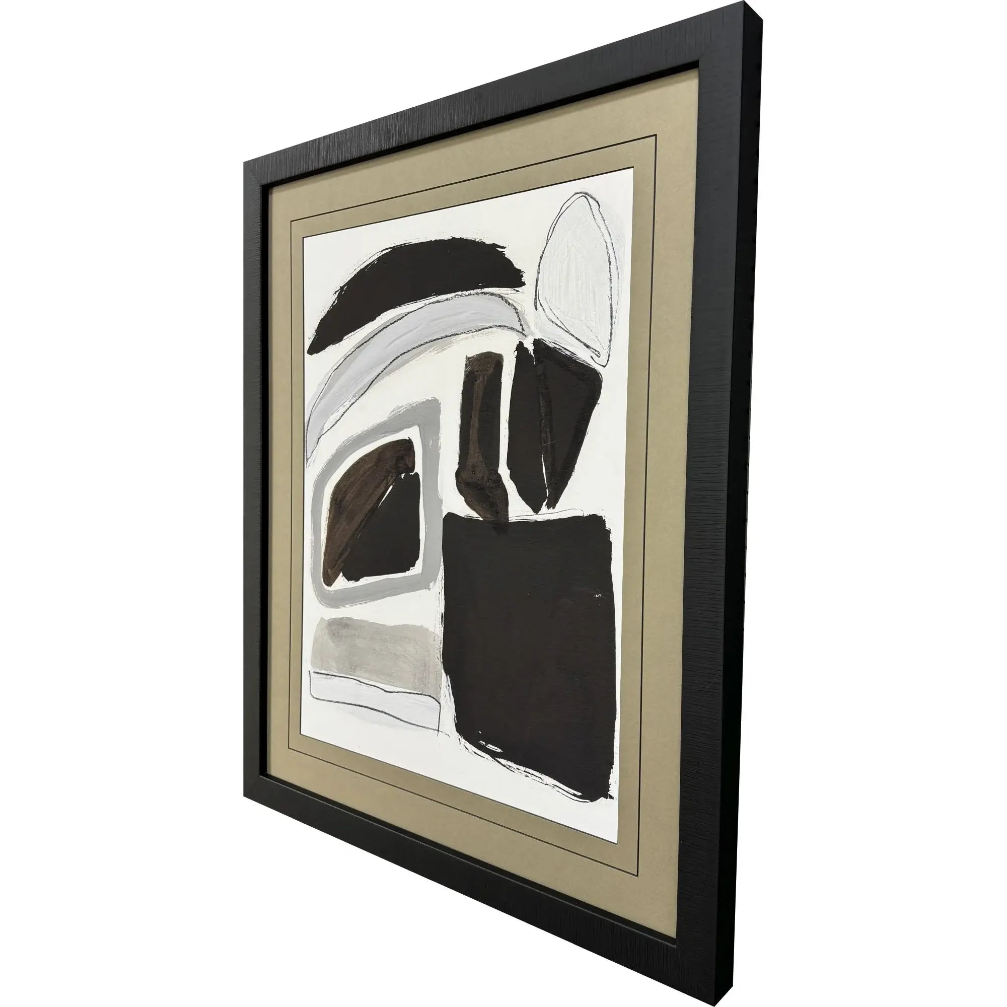 Modern Abstract Graphic Shapes Black Framed Wall Art - Homeroots - Flyclothing LLC