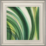 Modern Abstract Green Curvy Leaves Silver Framed Wall Art - Homeroots - Flyclothing LLC