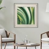 Modern Abstract Green Curvy Leaves Silver Framed Wall Art - Homeroots - Flyclothing LLC