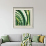 Modern Abstract Green Curvy Leaves Silver Framed Wall Art - Homeroots - Flyclothing LLC