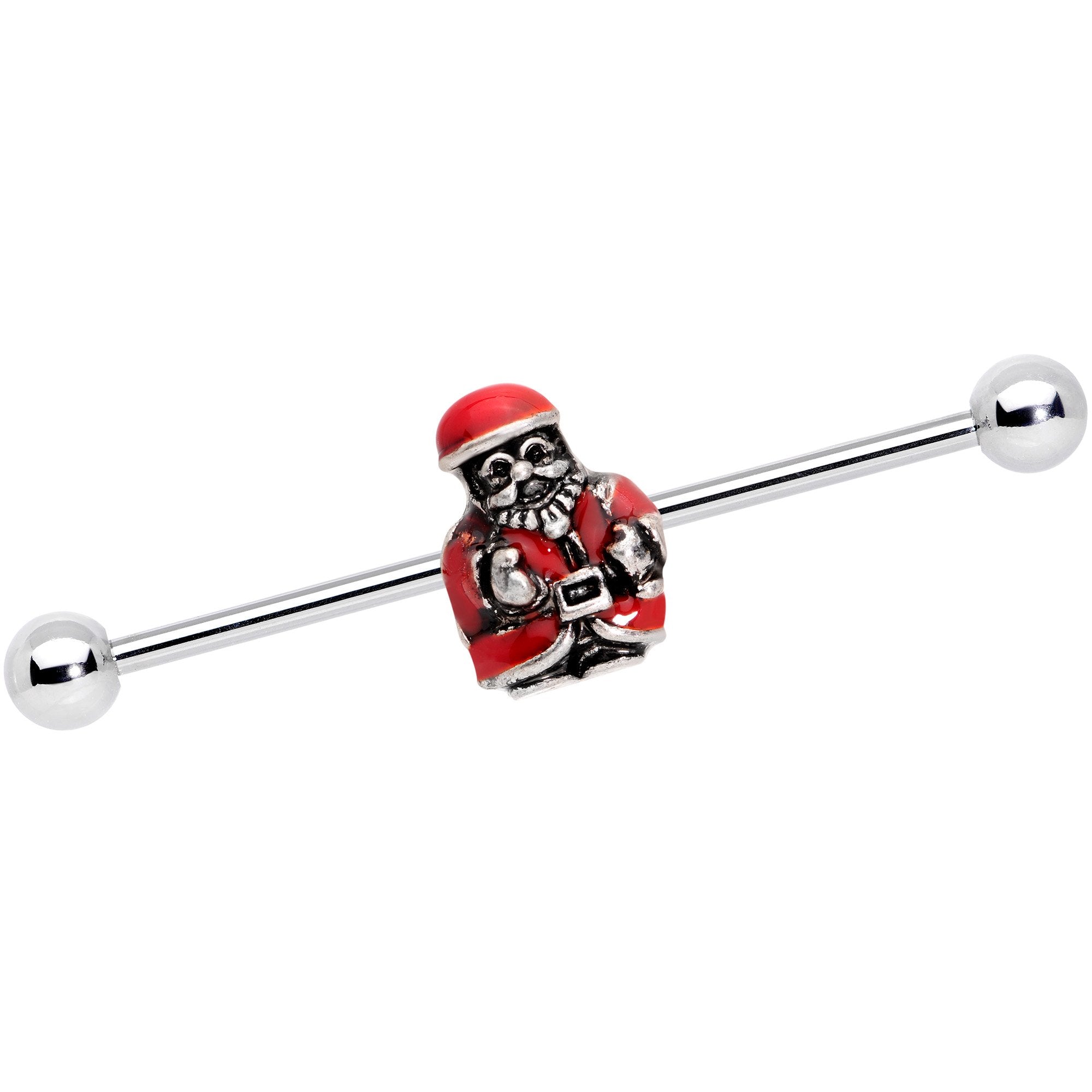 14G Red Santa Claus Industrial Barbell 38mm - BodyCandy - Flyclothing LLC