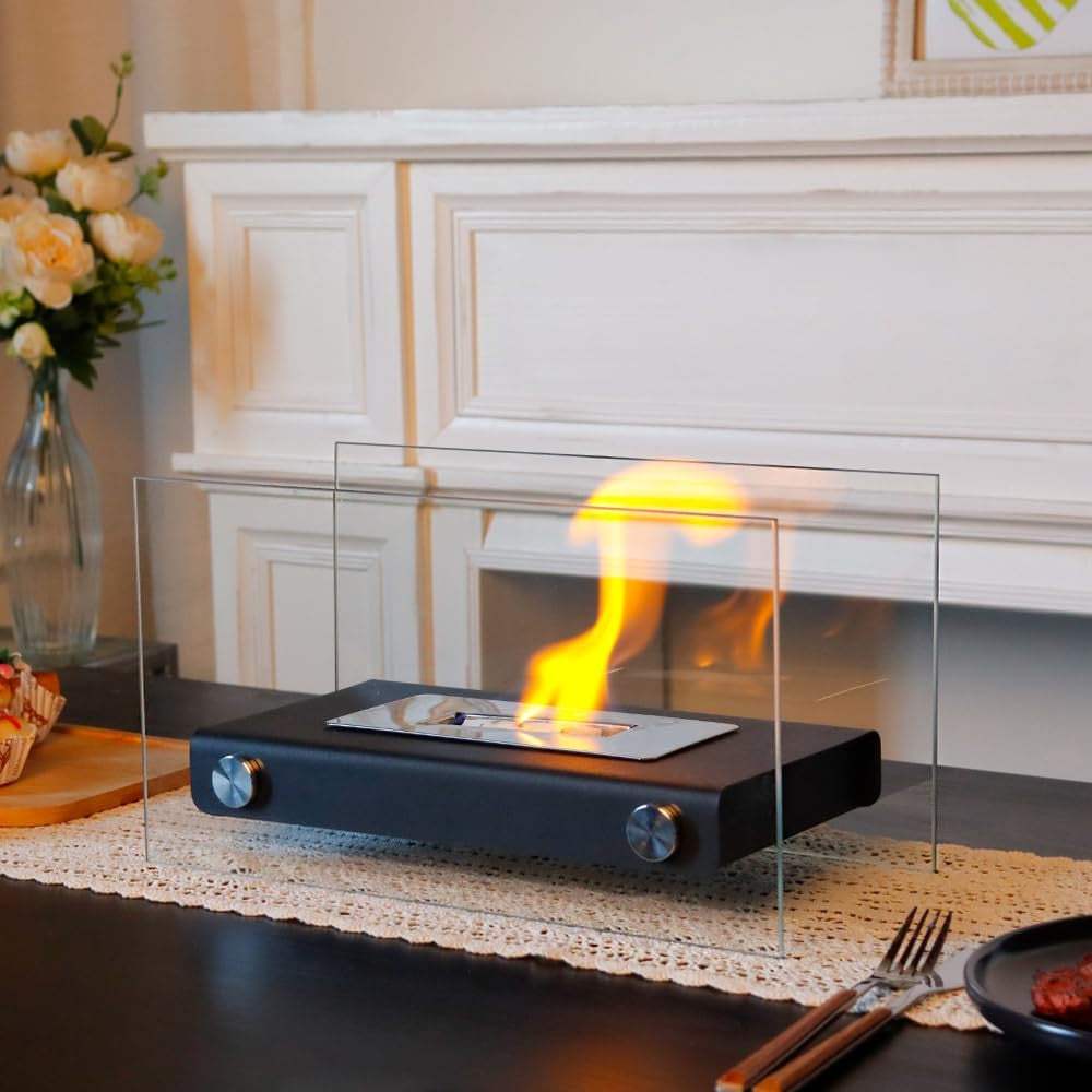 14" Black And Silver Metal BioEthanol Portable Firepit - HomeRoots - Flyclothing LLC