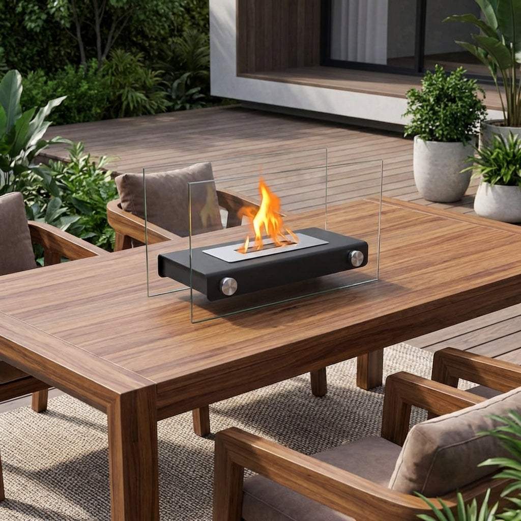 14" Black And Silver Metal BioEthanol Portable Firepit - HomeRoots - Flyclothing LLC