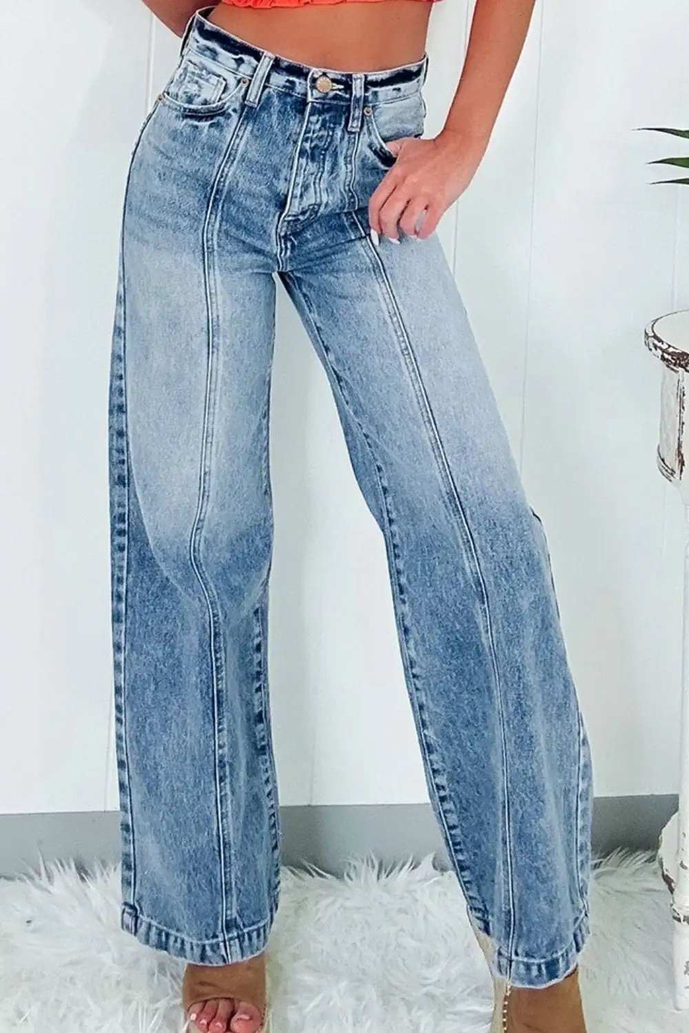 High Waist Wide Leg Jeans - Trendsi - Flyclothing LLC