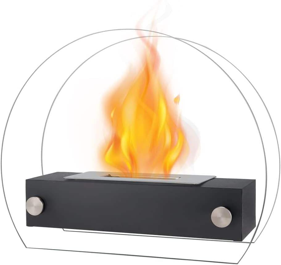 14" Black And Silver Metal BioEthanol Round Portable Firepit - HomeRoots - Flyclothing LLC