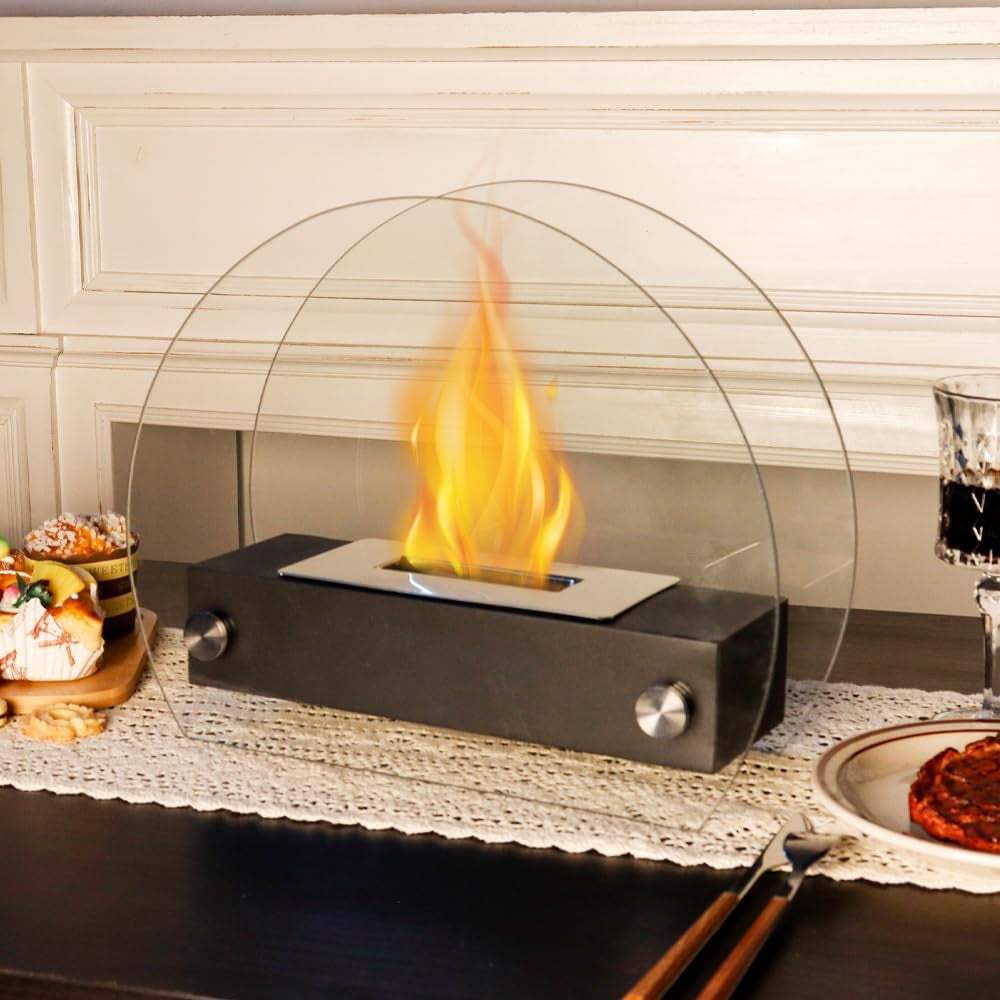 14" Black And Silver Metal BioEthanol Round Portable Firepit - HomeRoots - Flyclothing LLC