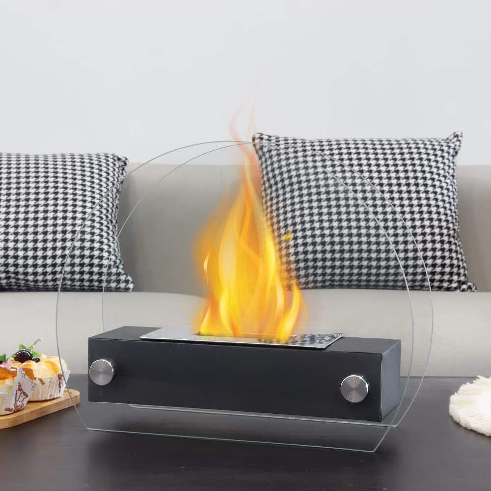 14" Black And Silver Metal BioEthanol Round Portable Firepit - HomeRoots - Flyclothing LLC
