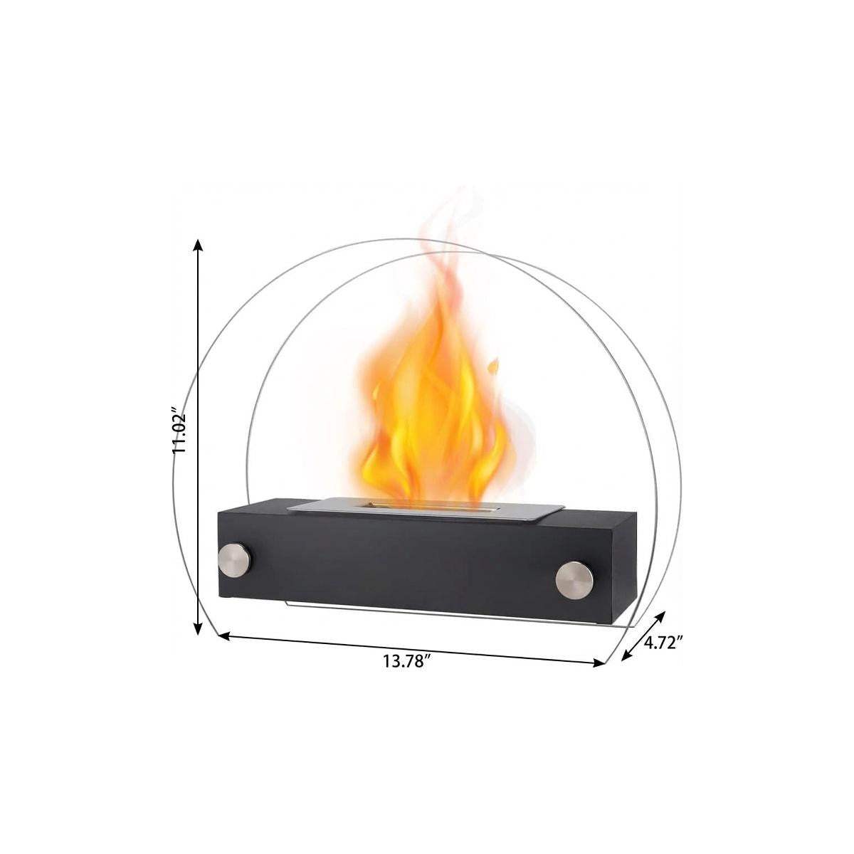 14" Black And Silver Metal BioEthanol Round Portable Firepit - HomeRoots - Flyclothing LLC