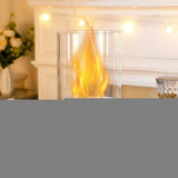 7" White And Clear Stainless Steel And Glass Bioethanol Portable Tabletop Firepit - Homeroots - Flyclothing LLC