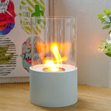 7" White And Clear Stainless Steel And Glass Bioethanol Portable Tabletop Firepit - Homeroots - Flyclothing LLC