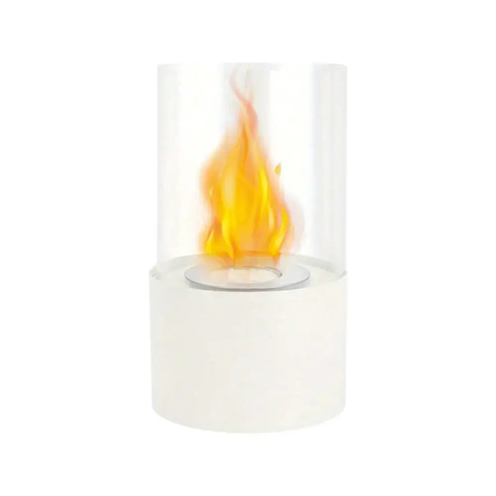 7" White And Clear Stainless Steel And Glass Bioethanol Portable Tabletop Firepit - Homeroots - Flyclothing LLC