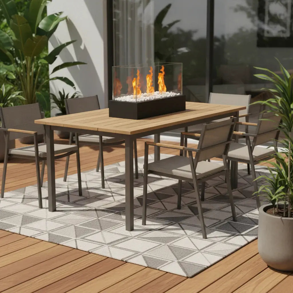 18" Black And Clear Stainless Steel And Glass Bioethanol Portable Tabletop Firepit - Homeroots - Flyclothing LLC