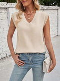 Lovelet Ribbed V-Neck Slit Sweater Vest - Trendsi - Flyclothing LLC