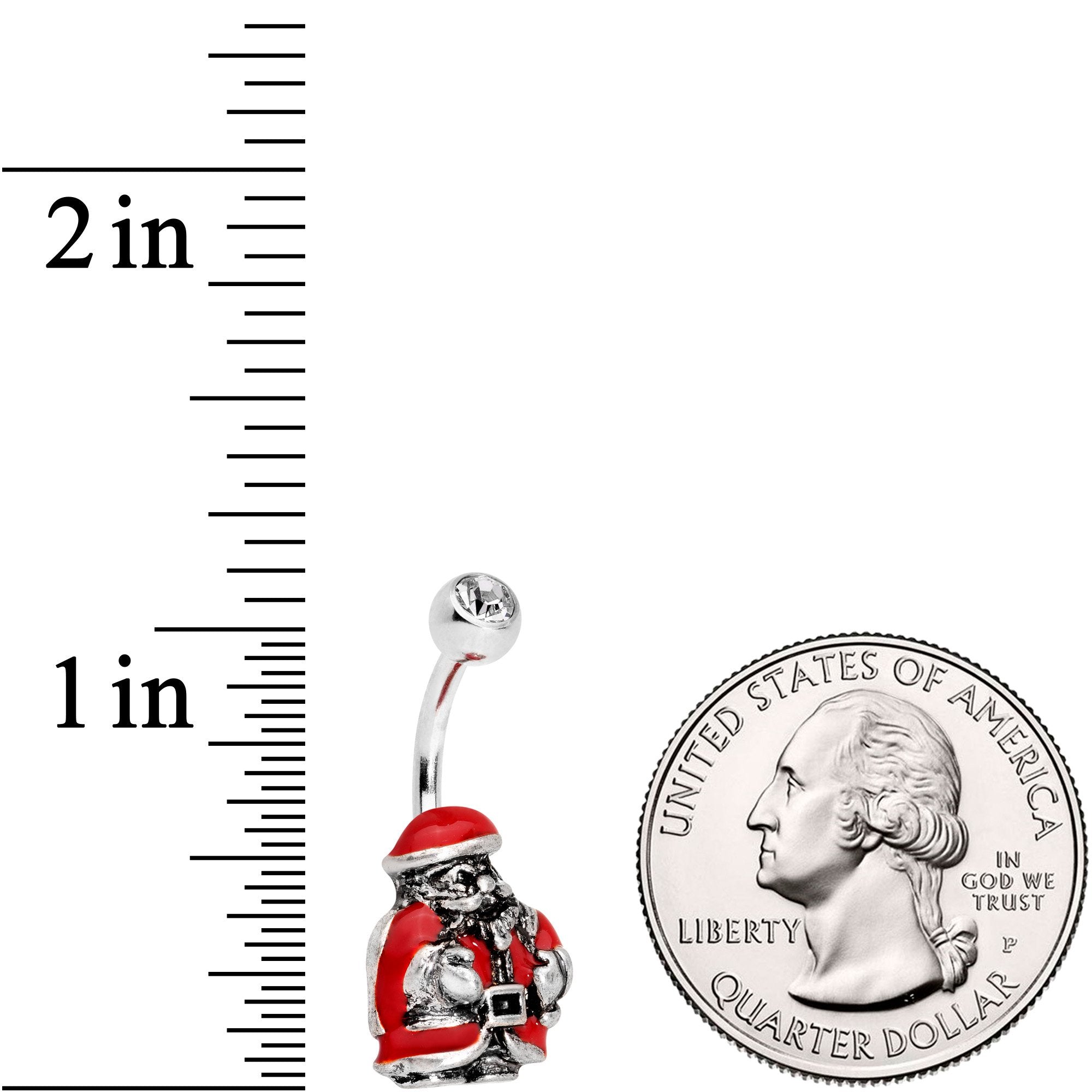Clear Gem Christmastime Little Santa Claus Belly Ring - BodyCandy - Flyclothing LLC