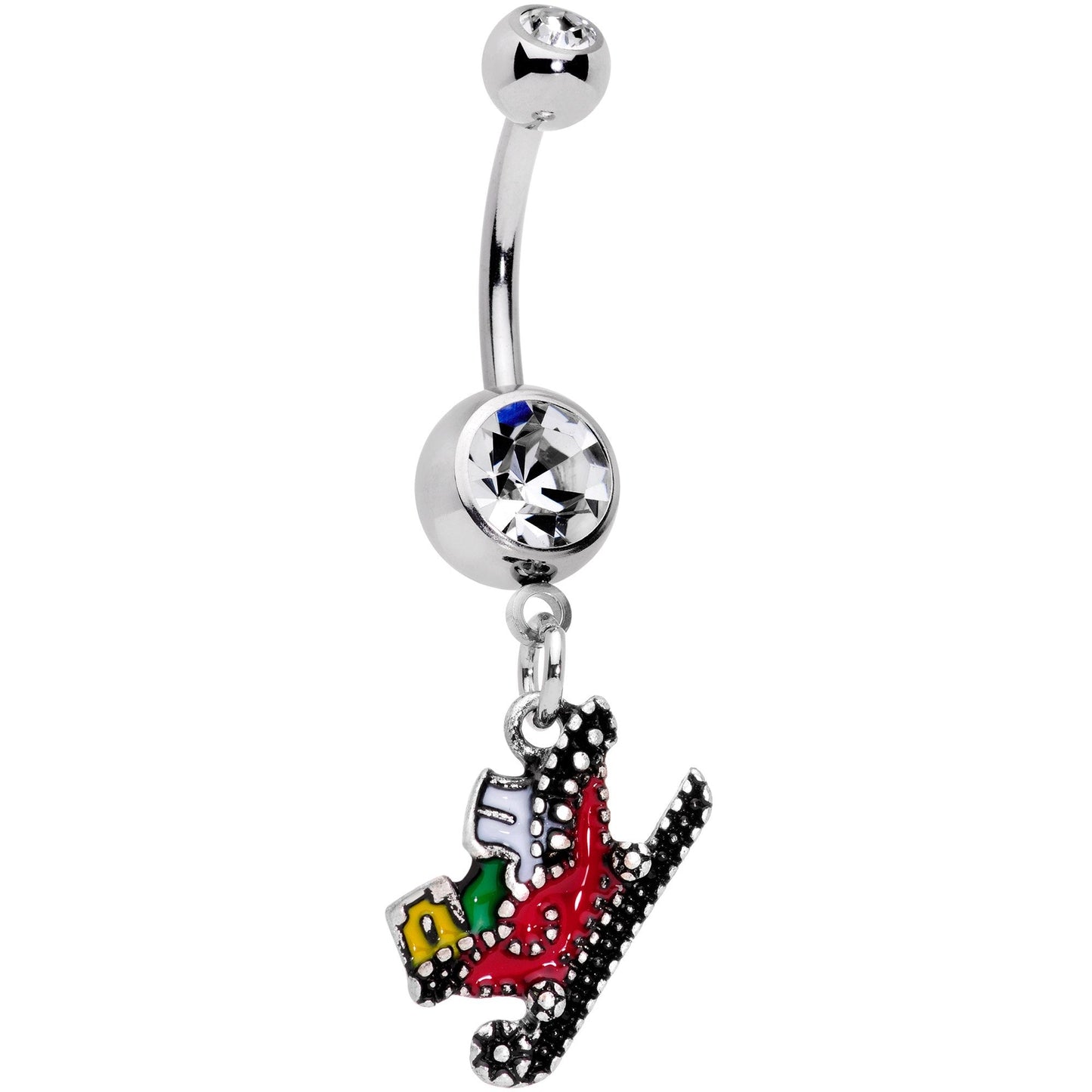 Clear Gem Happy Holidays Santas Sleigh Dangle Belly Ring - BodyCandy - Flyclothing LLC