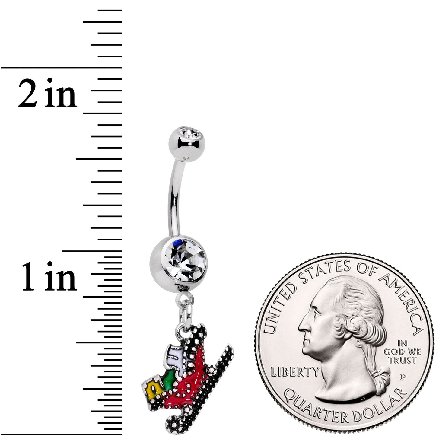 Clear Gem Happy Holidays Santas Sleigh Dangle Belly Ring - BodyCandy - Flyclothing LLC
