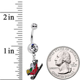 Clear Gem Happy Holidays Santas Sleigh Dangle Belly Ring - BodyCandy - Flyclothing LLC