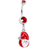 Clear Red Gem Happy Santa Dangle Belly Ring - BodyCandy - Flyclothing LLC