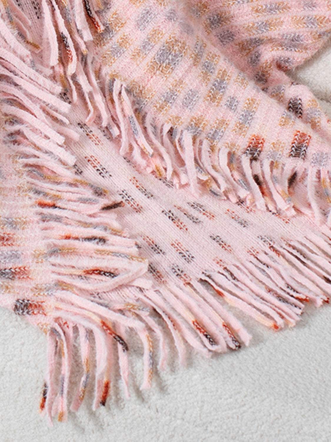 Fringe Open Front Half Sleeve Poncho - Trendsi - Flyclothing LLC