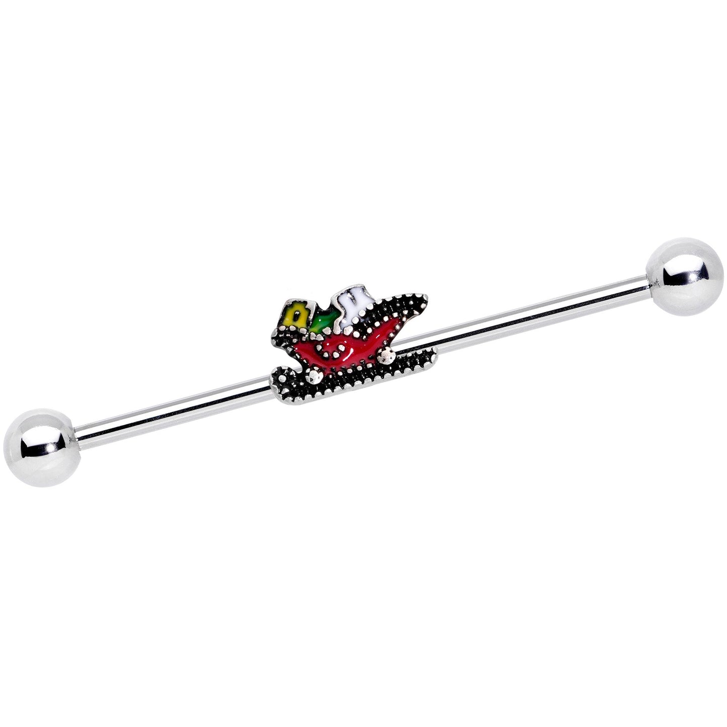 14G Santas Sleigh Ride Industrial Barbell 38mm - BodyCandy - Flyclothing LLC