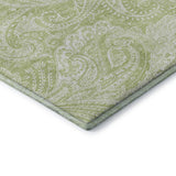 3' X 5' Artichoke Green And Ivory Paisley Washable Area Rug With UV Protection - HomeRoots - Flyclothing LLC