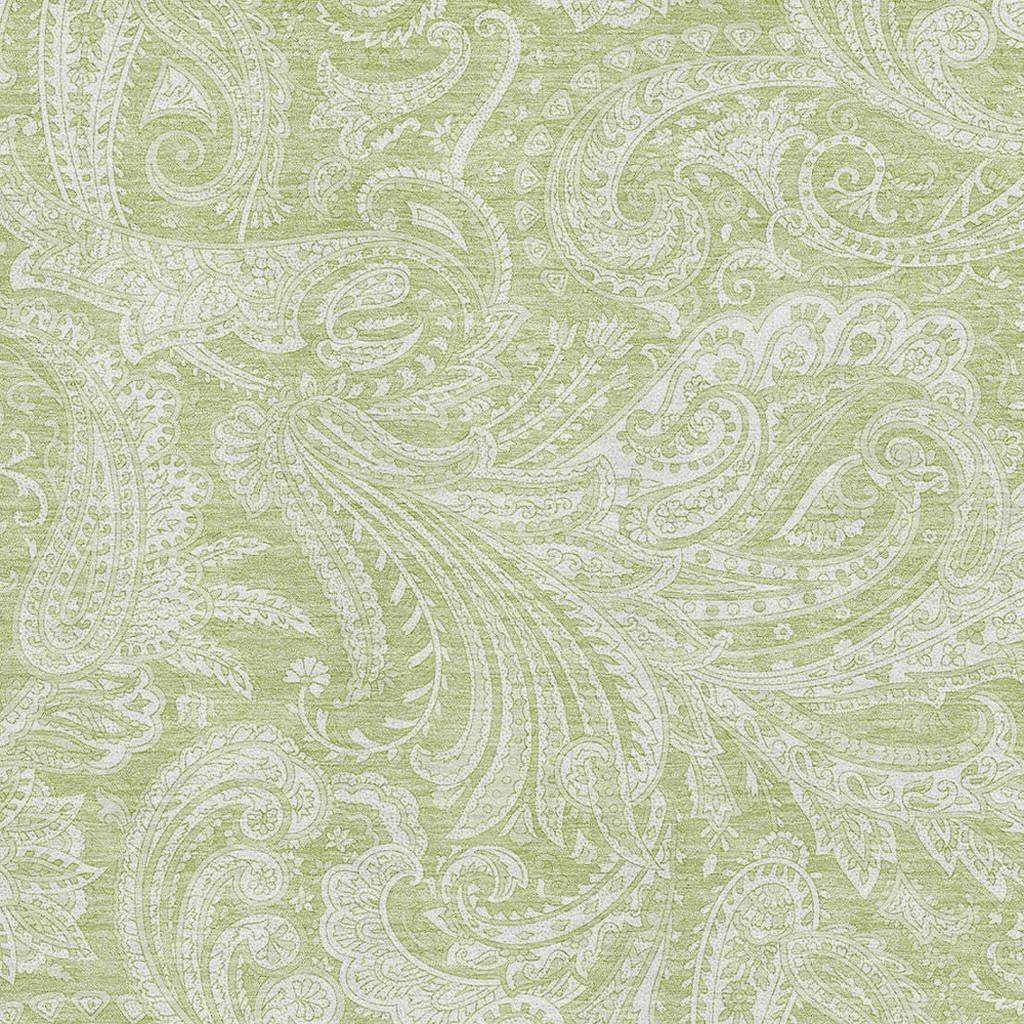 3' X 5' Artichoke Green And Ivory Paisley Washable Area Rug With UV Protection - HomeRoots - Flyclothing LLC