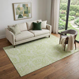 5' X 8' Artichoke Green And Ivory Paisley Washable Area Rug With UV Protection - HomeRoots - Flyclothing LLC