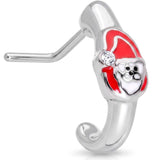 20G Clear Gem Happy Santa Faux Hoop L Shaped Nose Ring - BodyCandy - Flyclothing LLC