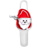 20G Clear Gem Happy Santa Faux Hoop L Shaped Nose Ring - BodyCandy - Flyclothing LLC