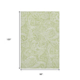 8' X 10' Artichoke Green And Ivory Paisley Washable Area Rug With UV Protection - HomeRoots - Flyclothing LLC