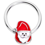 16G 3/8 Clear Gem Happy Santa BCR Captive Ring - BodyCandy - Flyclothing LLC