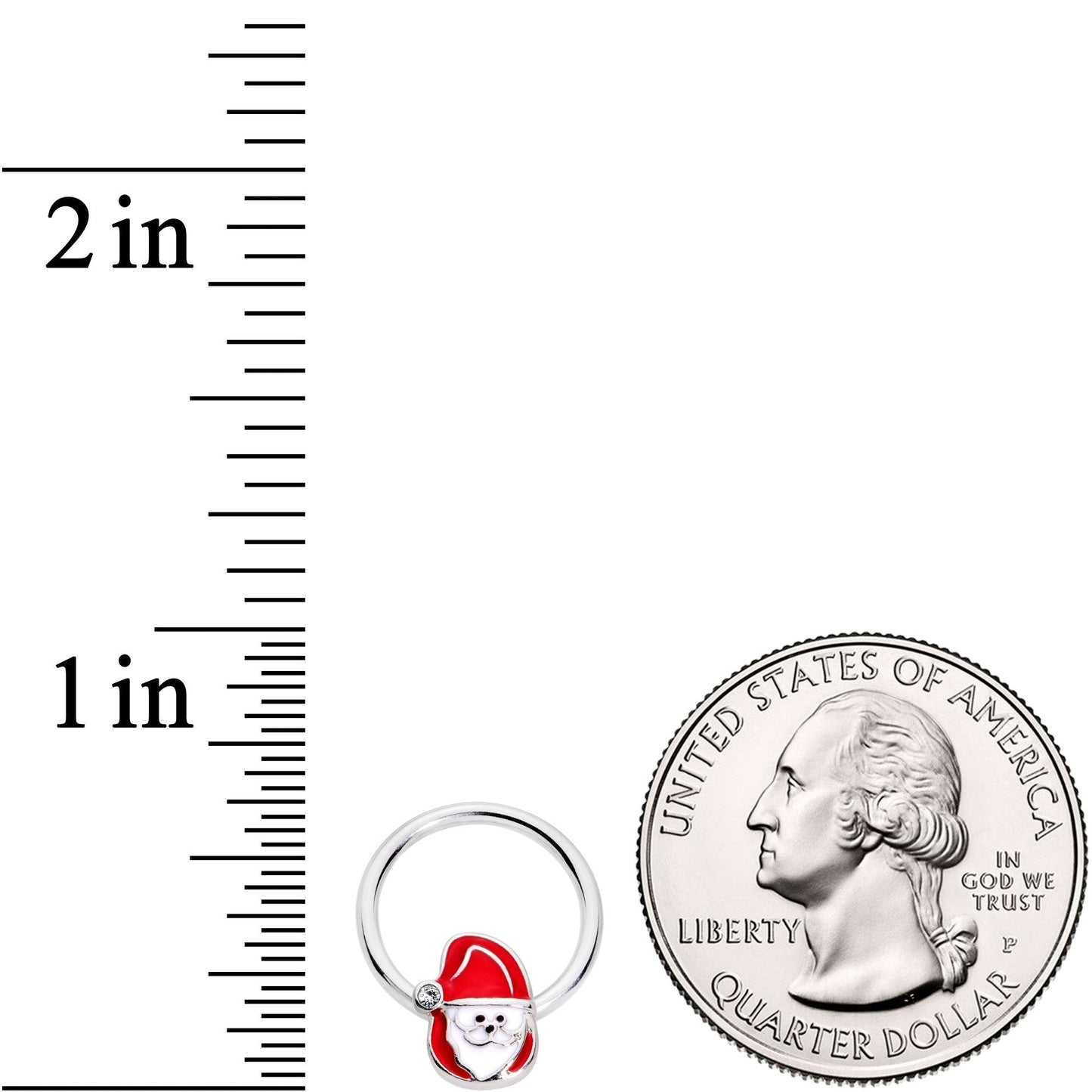 16G 3/8 Clear Gem Happy Santa BCR Captive Ring - BodyCandy - Flyclothing LLC