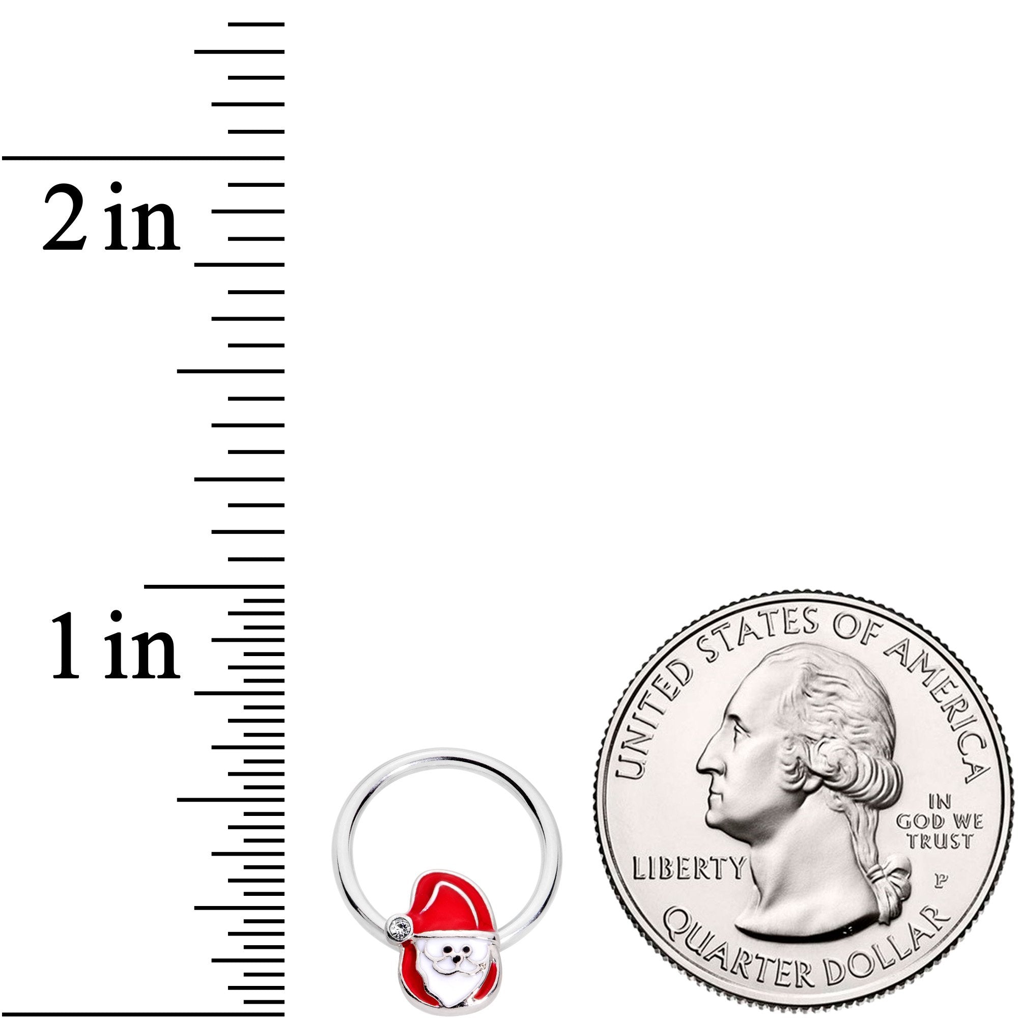 16G 3/8 Clear Gem Happy Santa BCR Captive Ring - BodyCandy - Flyclothing LLC