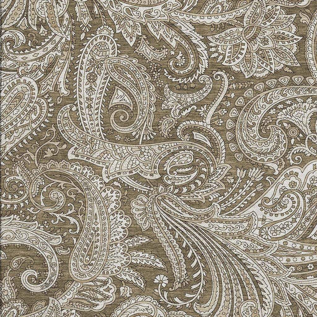 3' X 5' Chocolate And Ivory Paisley Washable Area Rug With UV Protection - HomeRoots - Flyclothing LLC