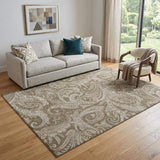 5' X 8' Chocolate And Ivory Paisley Washable Area Rug With UV Protection - HomeRoots - Flyclothing LLC