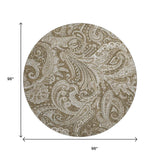 8' Chocolate And Ivory Paisley Washable Round Rug With UV Protection - HomeRoots - Flyclothing LLC
