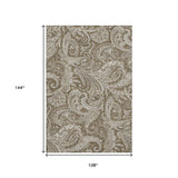 9' X 12' Chocolate And Ivory Paisley Washable Area Rug With UV Protection - HomeRoots - Flyclothing LLC