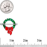 14G 9/16 Holiday Red Bow Wreath Nipple Shield Set - BodyCandy - Flyclothing LLC