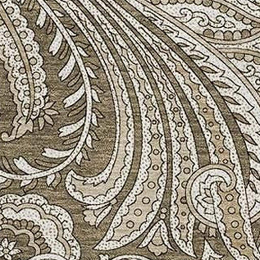 10' X 14' Chocolate And Ivory Paisley Washable Area Rug With UV Protection - HomeRoots - Flyclothing LLC