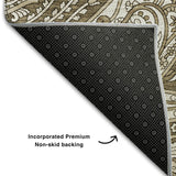 10' X 14' Chocolate And Ivory Paisley Washable Area Rug With UV Protection - HomeRoots - Flyclothing LLC