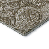 10' X 14' Chocolate And Ivory Paisley Washable Area Rug With UV Protection - HomeRoots - Flyclothing LLC